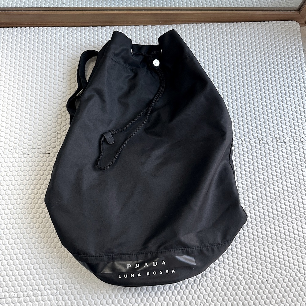 Prada Black Luna Rossa Drawstring Backpack